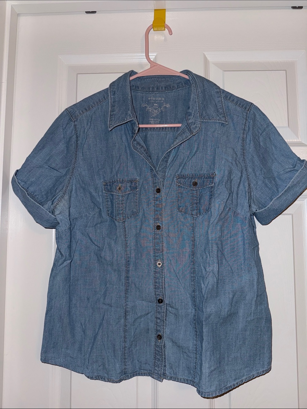 Sonoma Light Blue Denim Short-Sleeve Button-Down Shirt